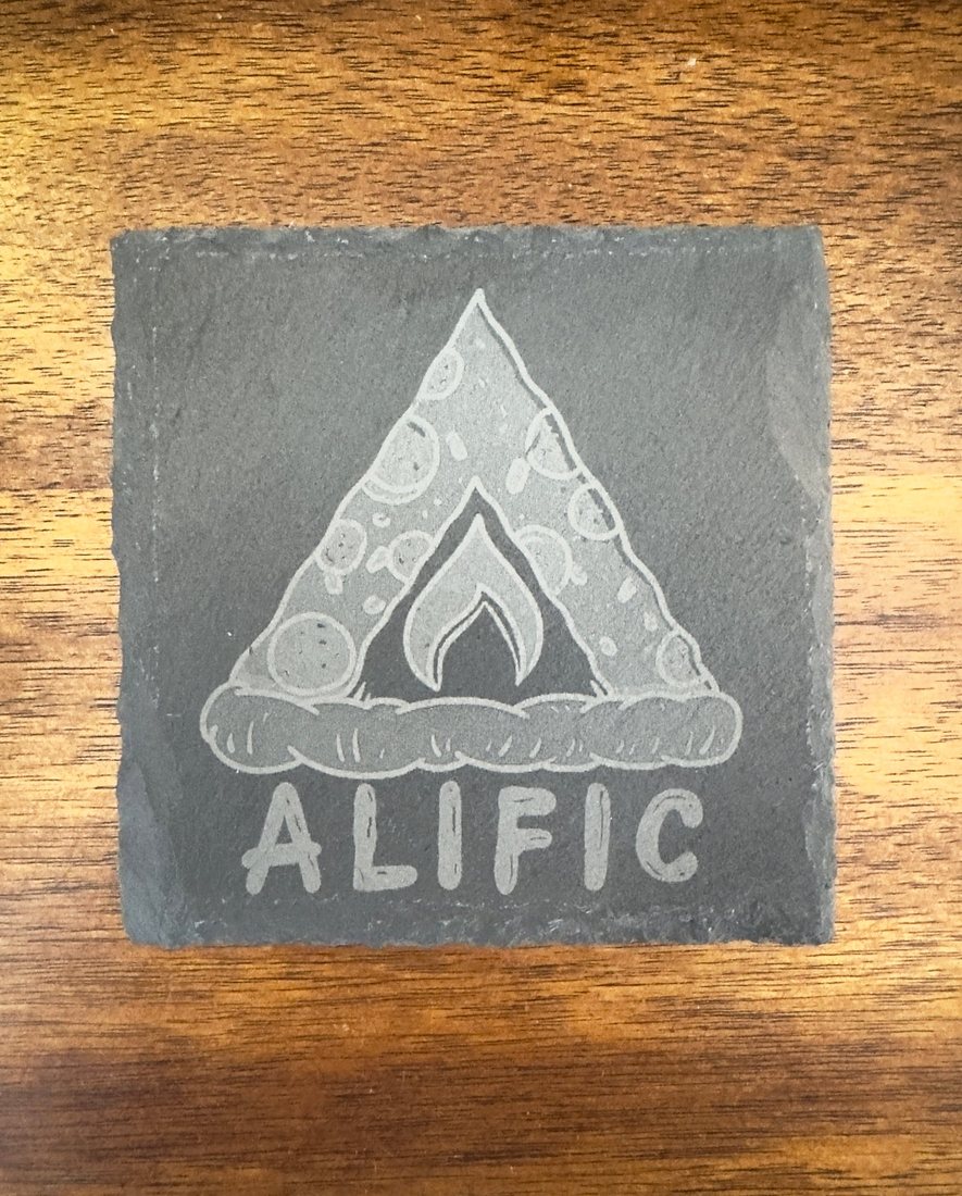 Slate Coasters — Pizza Logo